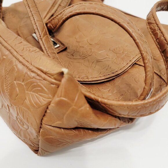 MultiSac Brown Tan Zig Zag Crossbody Shoulder Bag Purse Floral - Picture 3 of 8